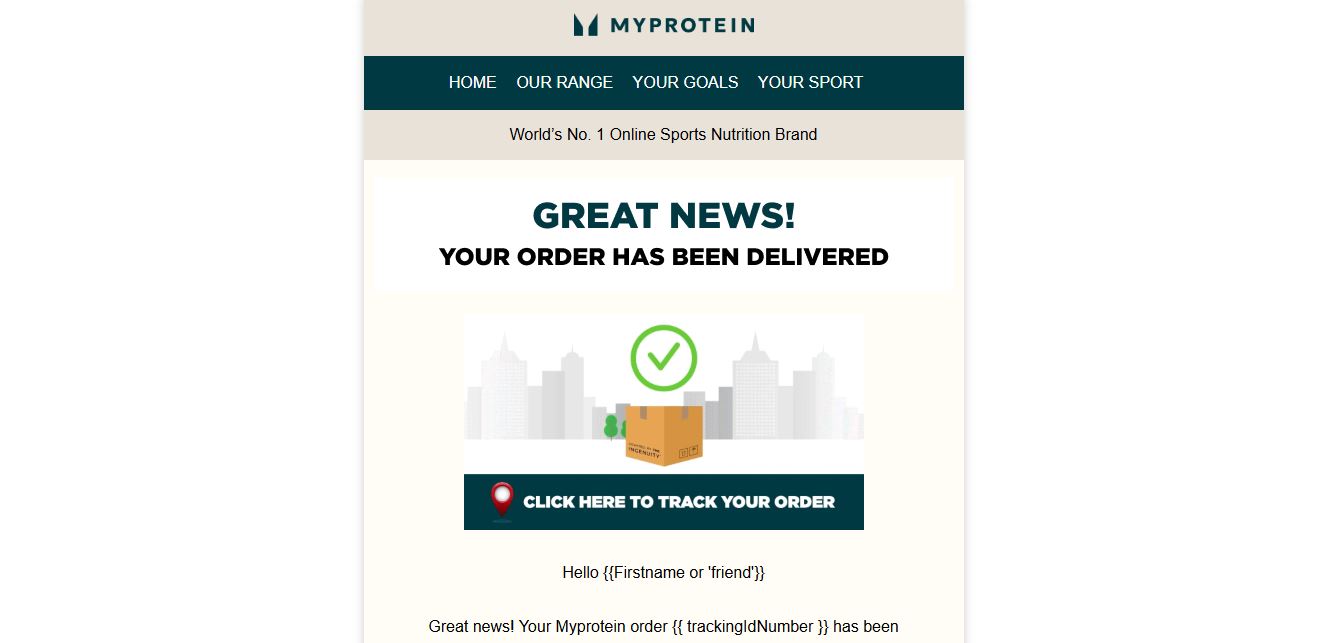 MyProtein Order Confirmation