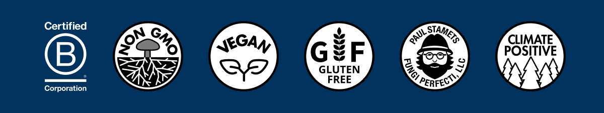 Certified Corporation, Non-GMO, Vegan, Gluten Free, Paul Stamets Fungi Perfecti, LLC, Climate Positive
